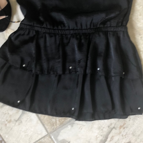 Sassy Black Satin Studded Dress - Picture 2 of 5